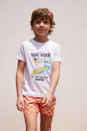 100 %Cotton Bicycle Collar Children T -shirt
