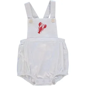 20039W-Smocked Kickin Crawfish White Baby Boy Bubble Romper