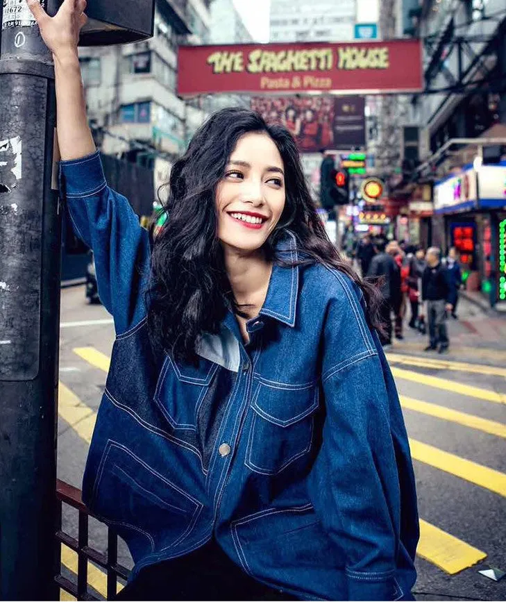8GIRLS DESIGN OVERSIZED DENIM SHIRT DRESS