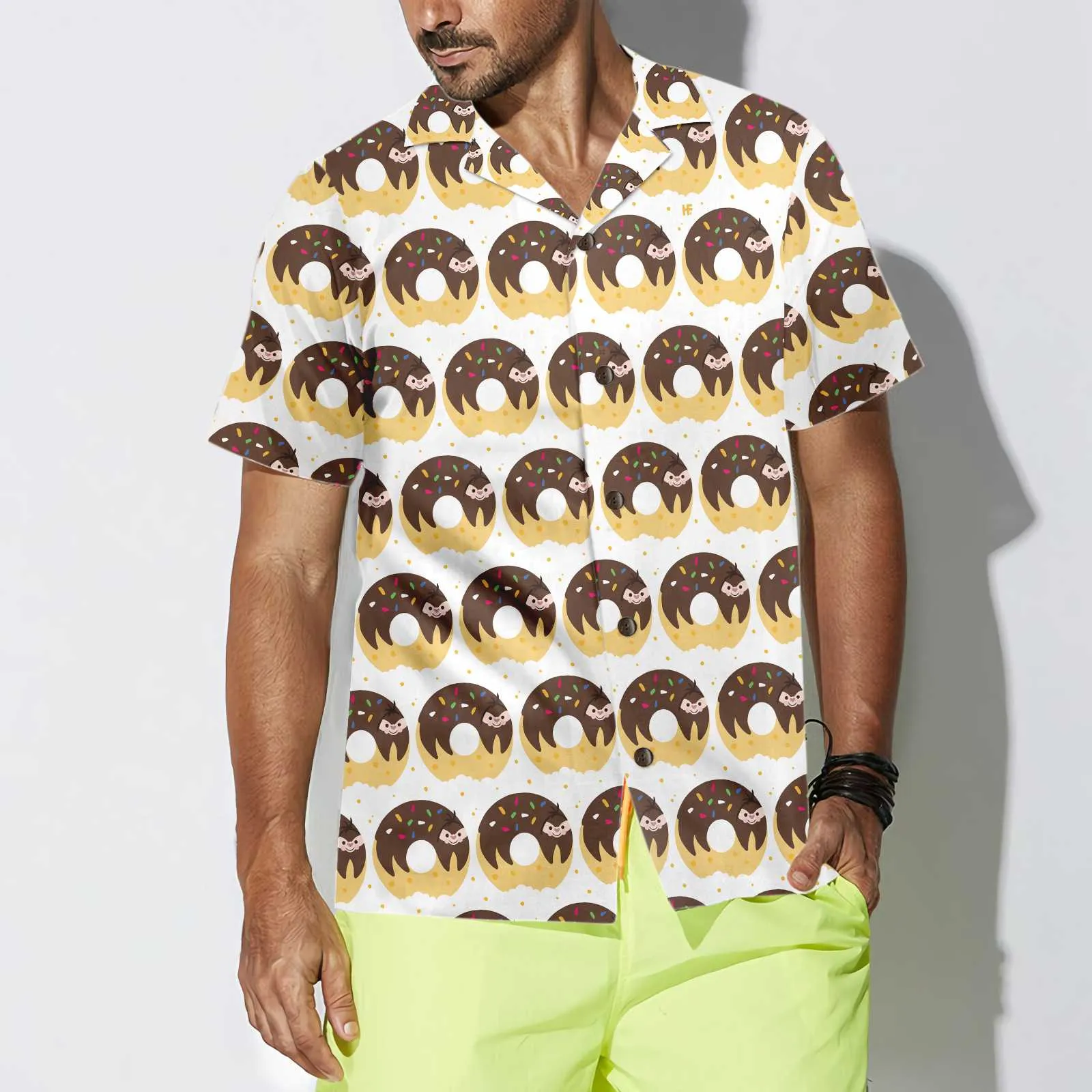 Adorable Cartoon Sloth On Donut Hawaiian Shirt, Funny Sloth Shirt For Adults, Sloth Themed Gift Idea