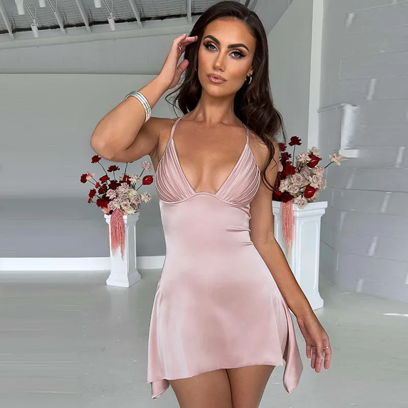 Amozae-Christmas Outfits New Year's Eve Dress Night Out Club Dresses cute winter outfits Jenica Satin Mini Dress