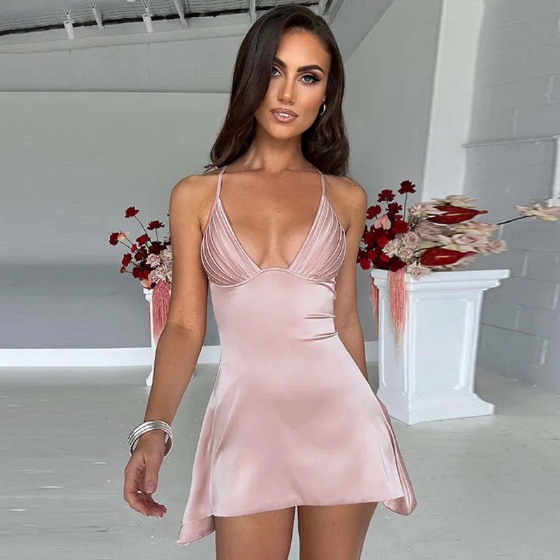 Amozae-Christmas Outfits New Year's Eve Dress Night Out Club Dresses cute winter outfits Jenica Satin Mini Dress