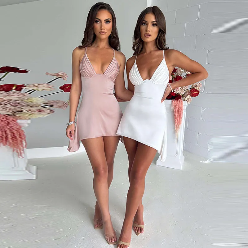 Amozae-Christmas Outfits New Year's Eve Dress Night Out Club Dresses cute winter outfits Jenica Satin Mini Dress