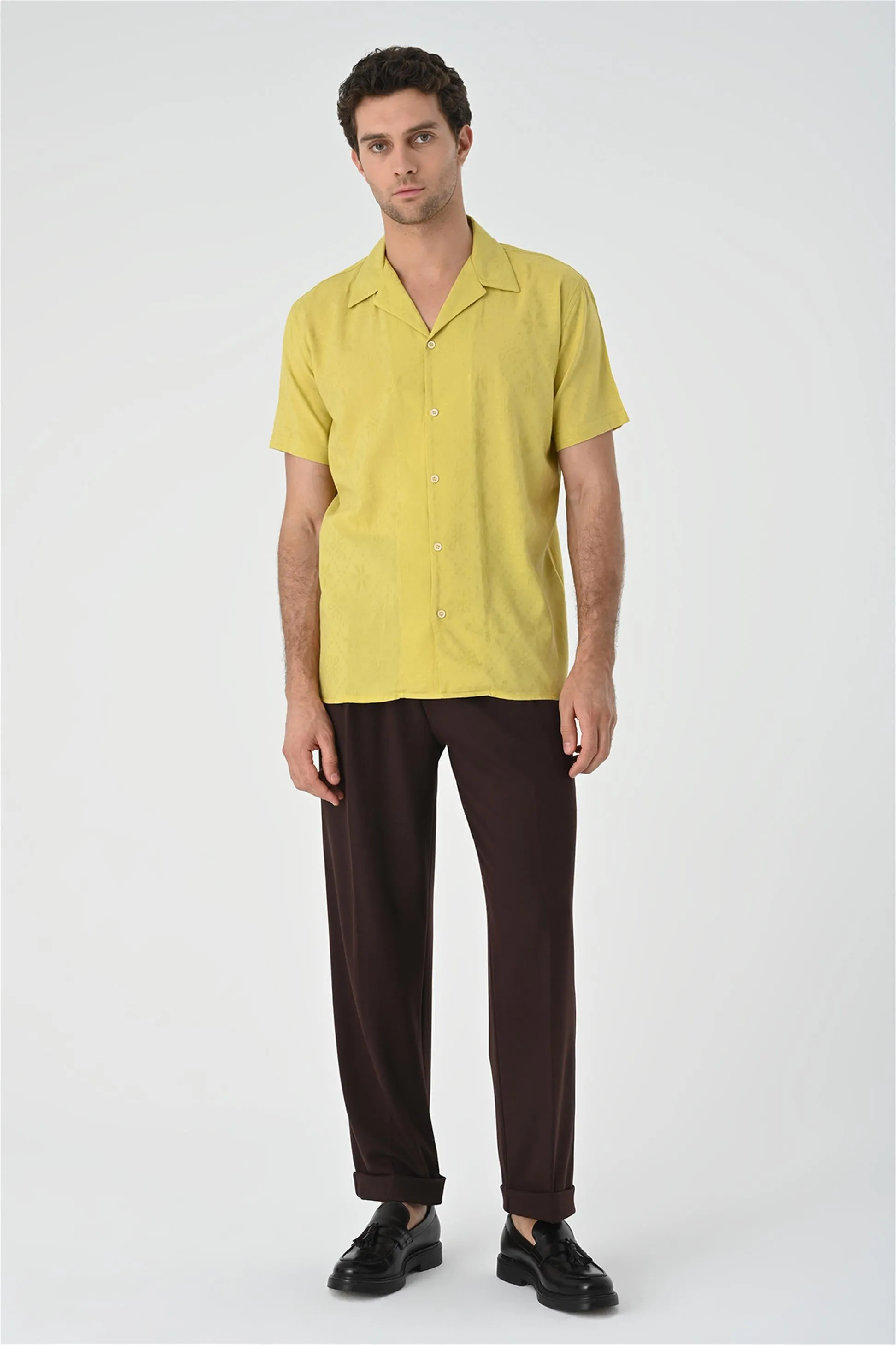 ANT Knitted Patterned Men's Shirt with Camp  Collar - Toledo