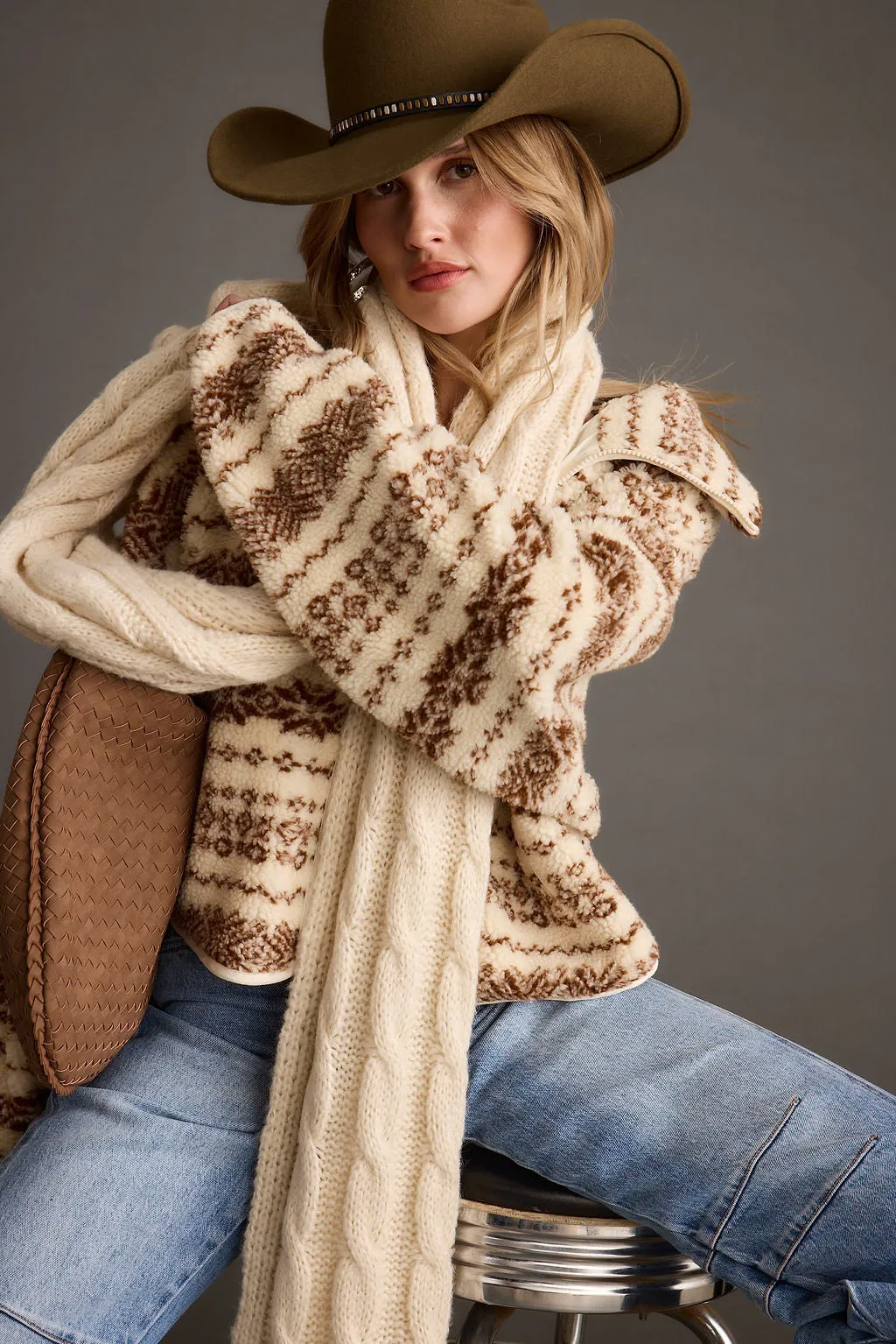 Arizona Cream Printed Sherpa Jacket