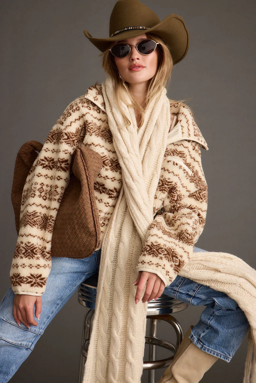 Arizona Cream Printed Sherpa Jacket