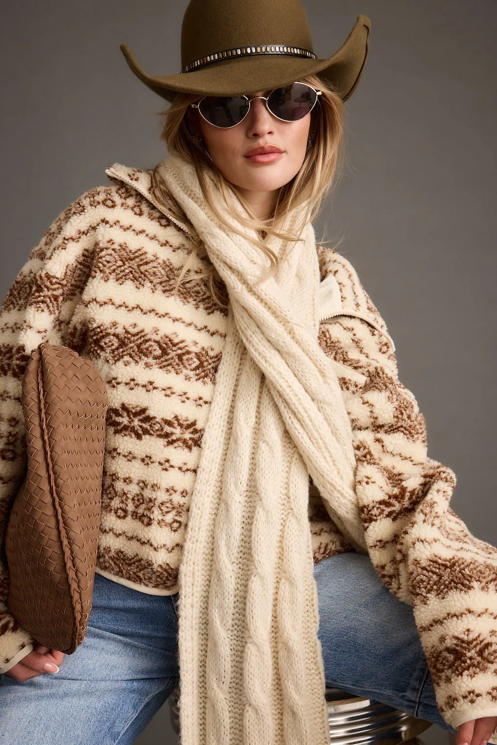 Arizona Cream Printed Sherpa Jacket
