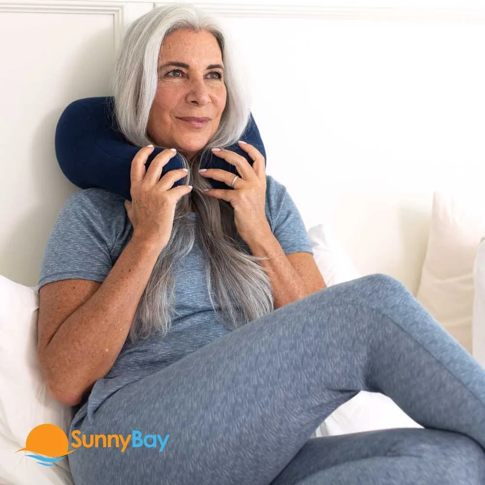Award-winning Travel Neck Pillow, Perfect Neck Support in a Car,  Medium, Blue