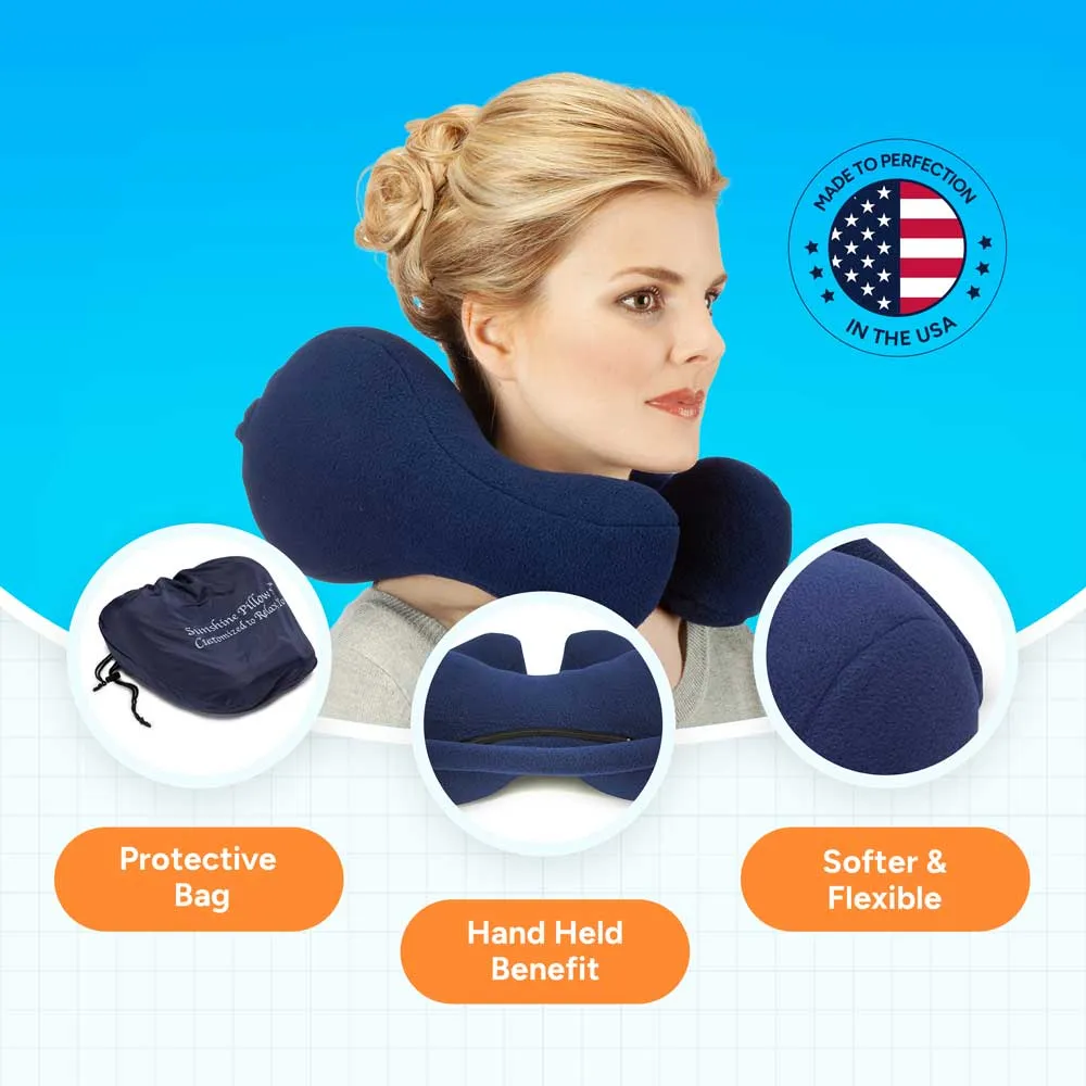 Award-winning Travel Neck Pillow, Perfect Neck Support in a Car,  Medium, Blue