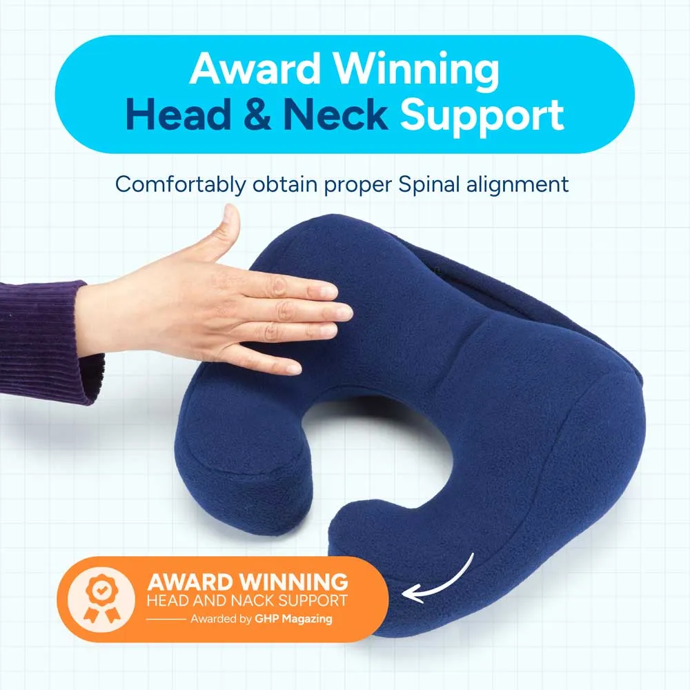 Award-winning Travel Neck Pillow, Perfect Neck Support in a Car,  Medium, Blue