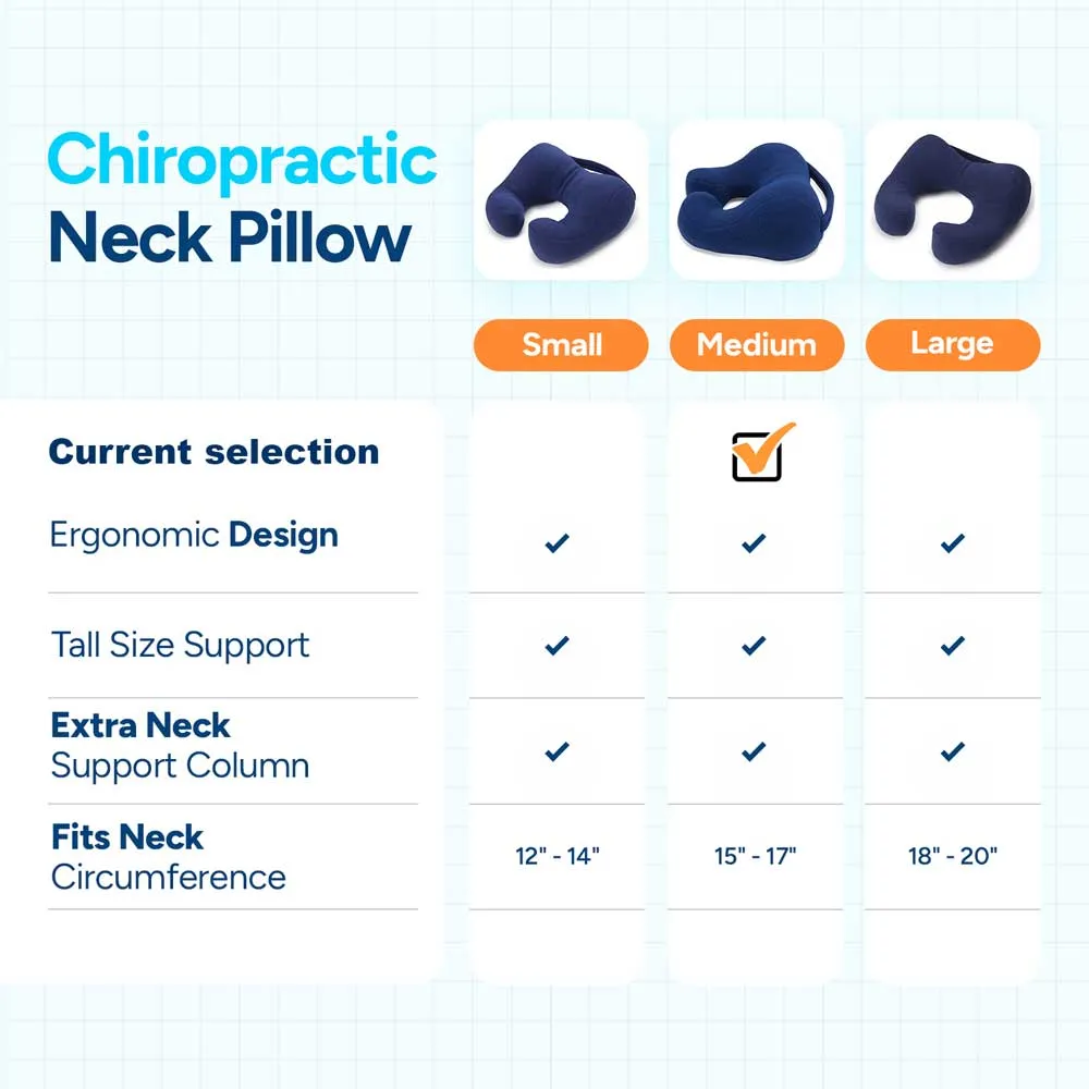 Award-winning Travel Neck Pillow, Perfect Neck Support in a Car,  Medium, Blue