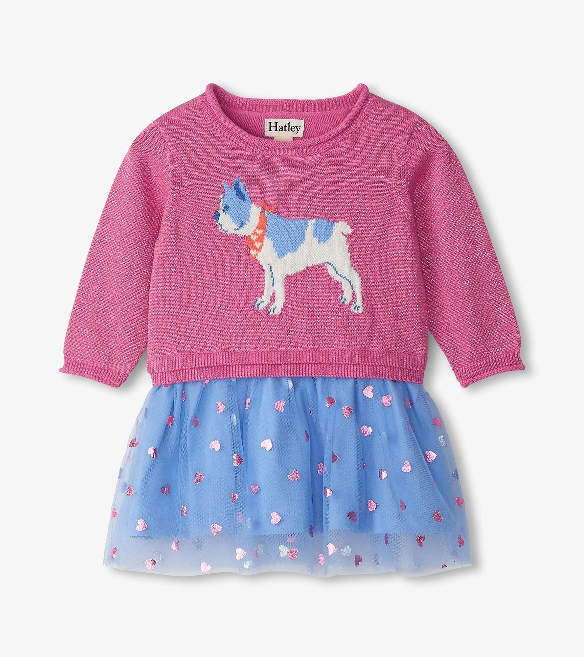 Baby & Toddler Girls French Bulldogs Drop Waist Sweater Dress