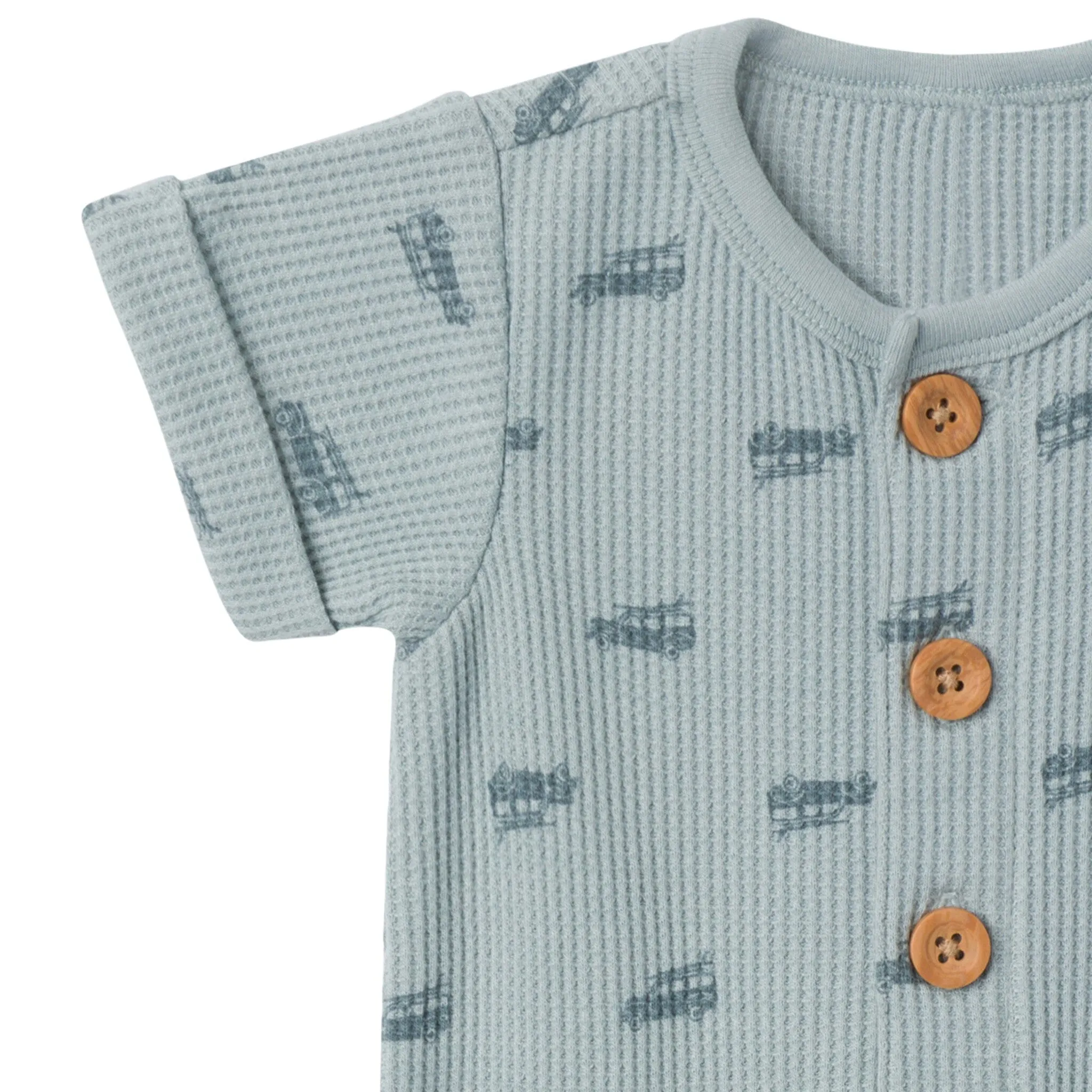 Baby Boys Medium Teal Buggy Short Sleeve Long Leg Romper