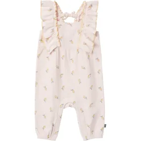 Baby Girls Rose Lemons Ruffles Long Leg Romper