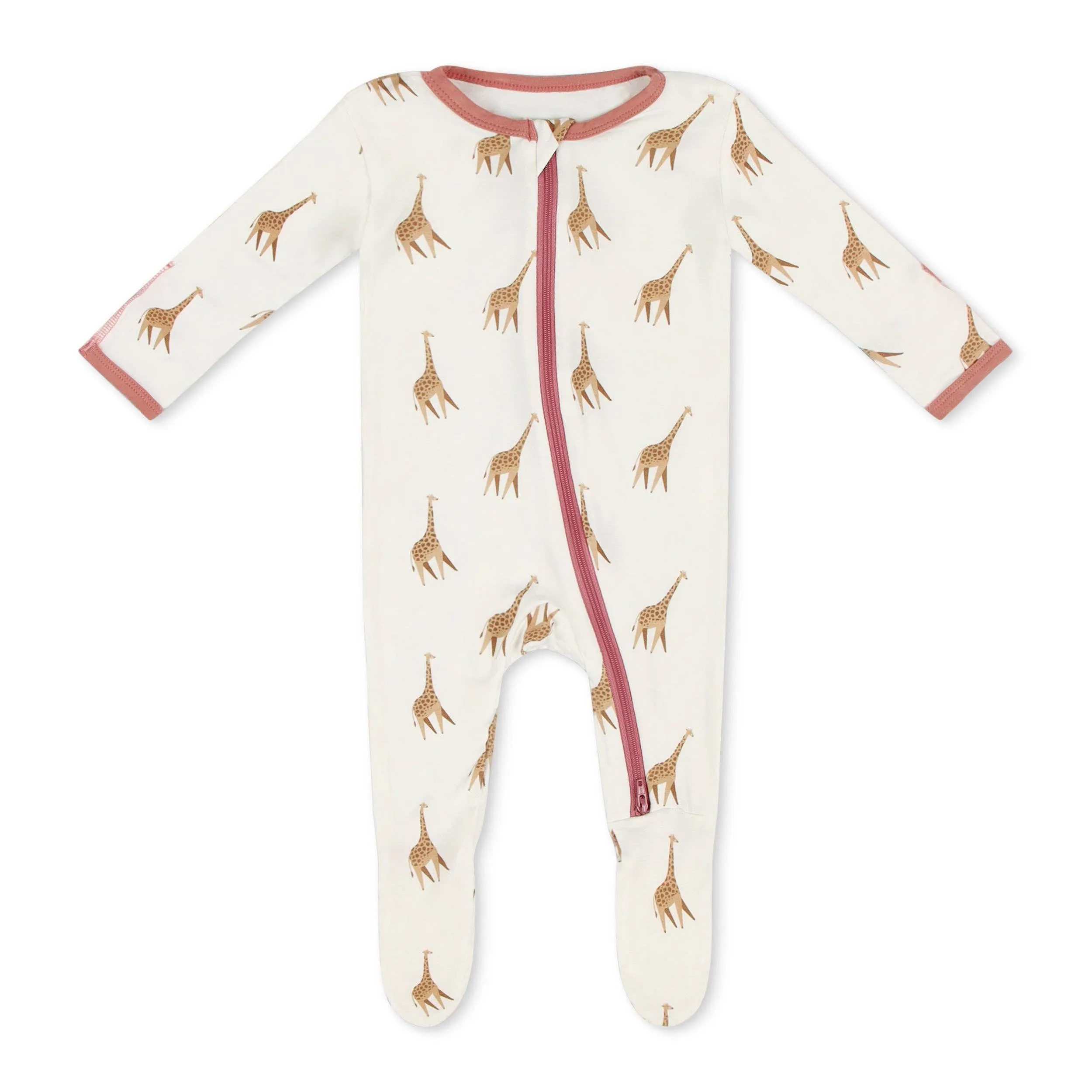 bamboo little - GIRAFFE ZIPPERED FOOTIE 9-12 months
