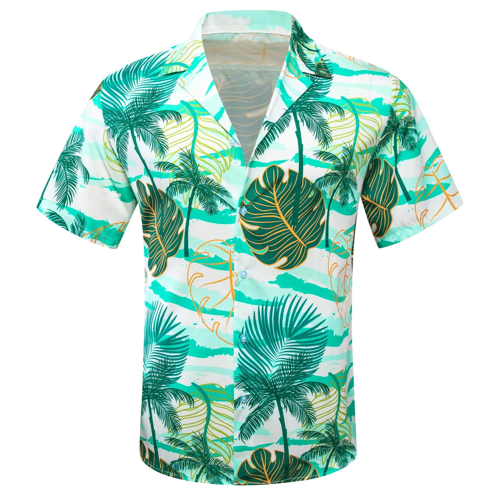 Barry Wang Mens Green Floral Pattern Short Sleeves Summer Hawaii Shirt