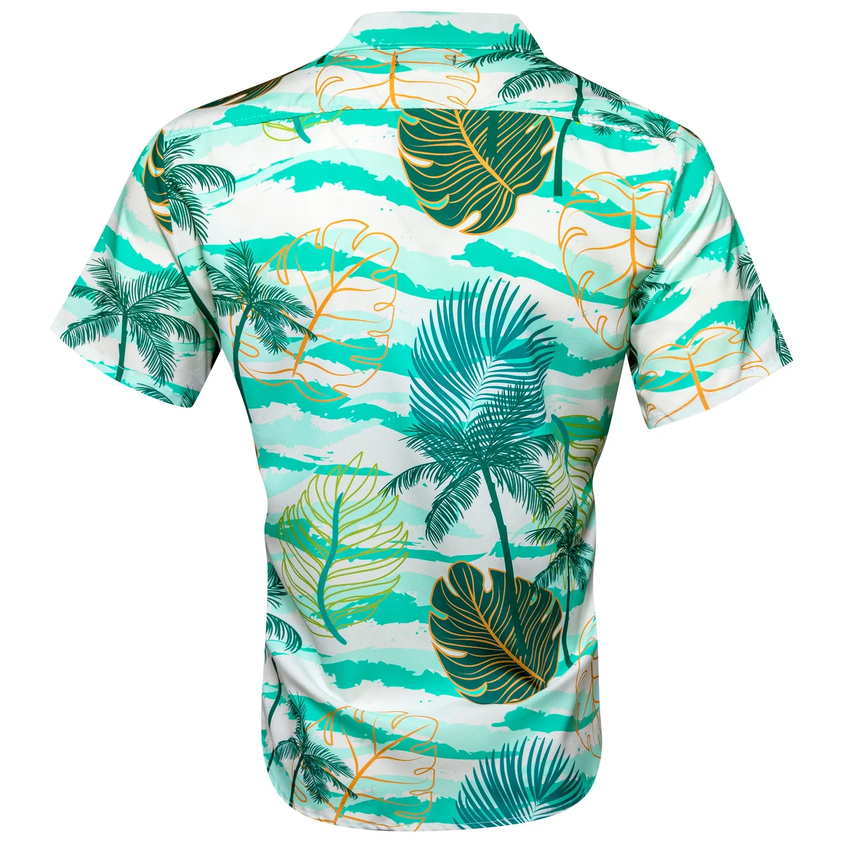 Barry Wang Mens Green Floral Pattern Short Sleeves Summer Hawaii Shirt