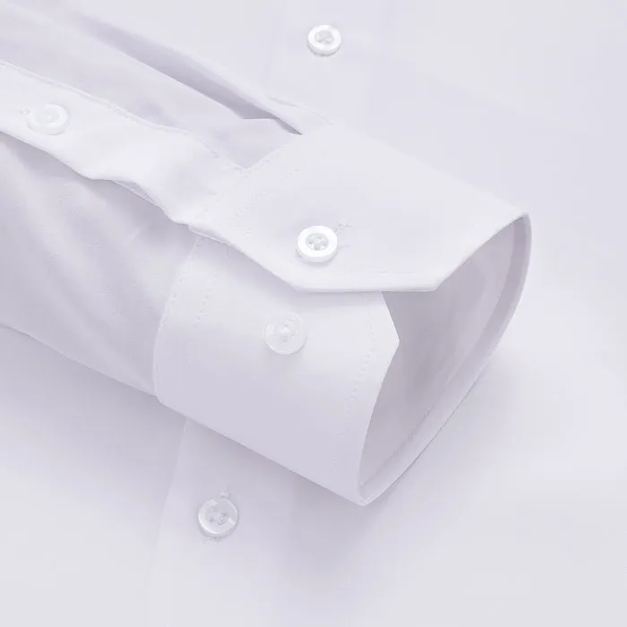 Barry Wang Plain Solid Pure White Shirt Silk Button Dress Collar Shirt