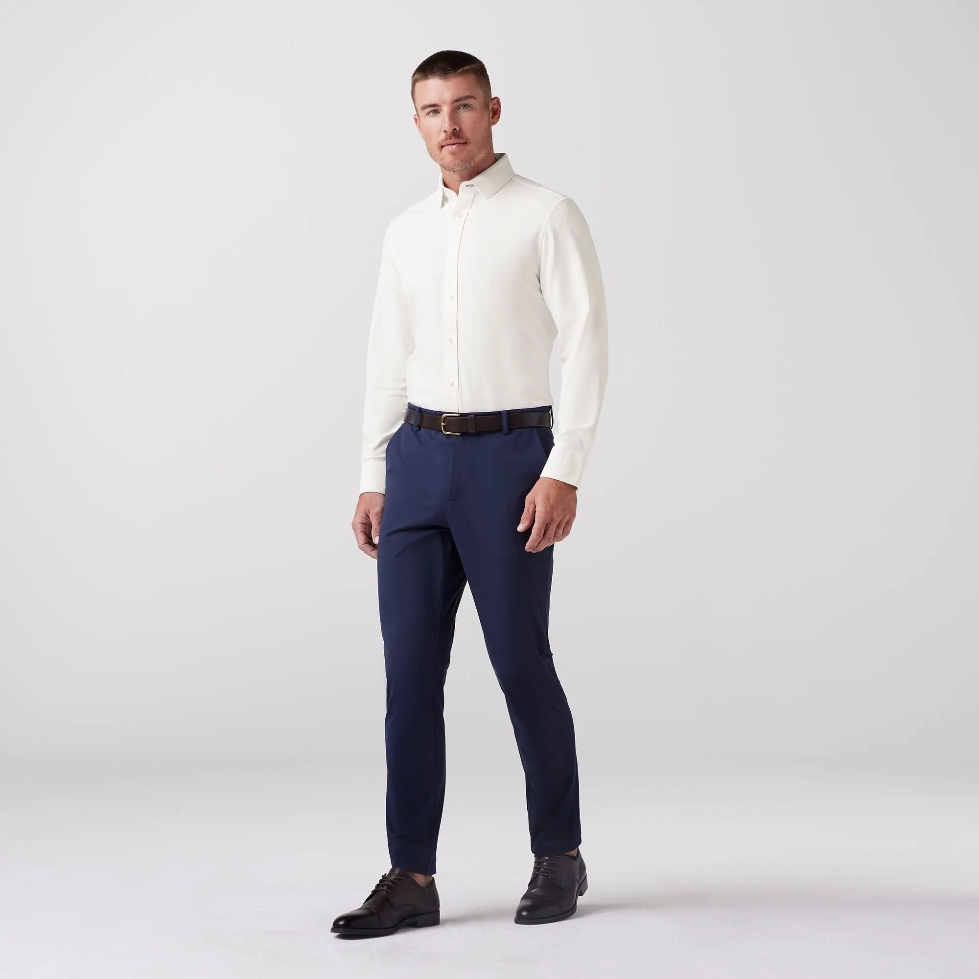 Bateman Long Sleeve Shirt in White Twill
