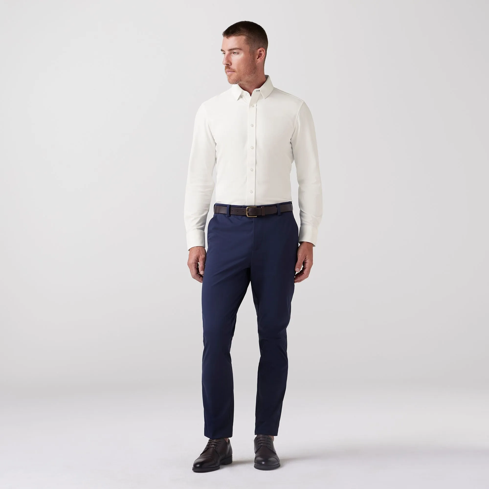 Bateman Long Sleeve Shirt in White Twill