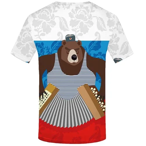 Bear T-shirt Men Russia T-shirts Graphic Music Tshirt Anime Short Sleeve summer