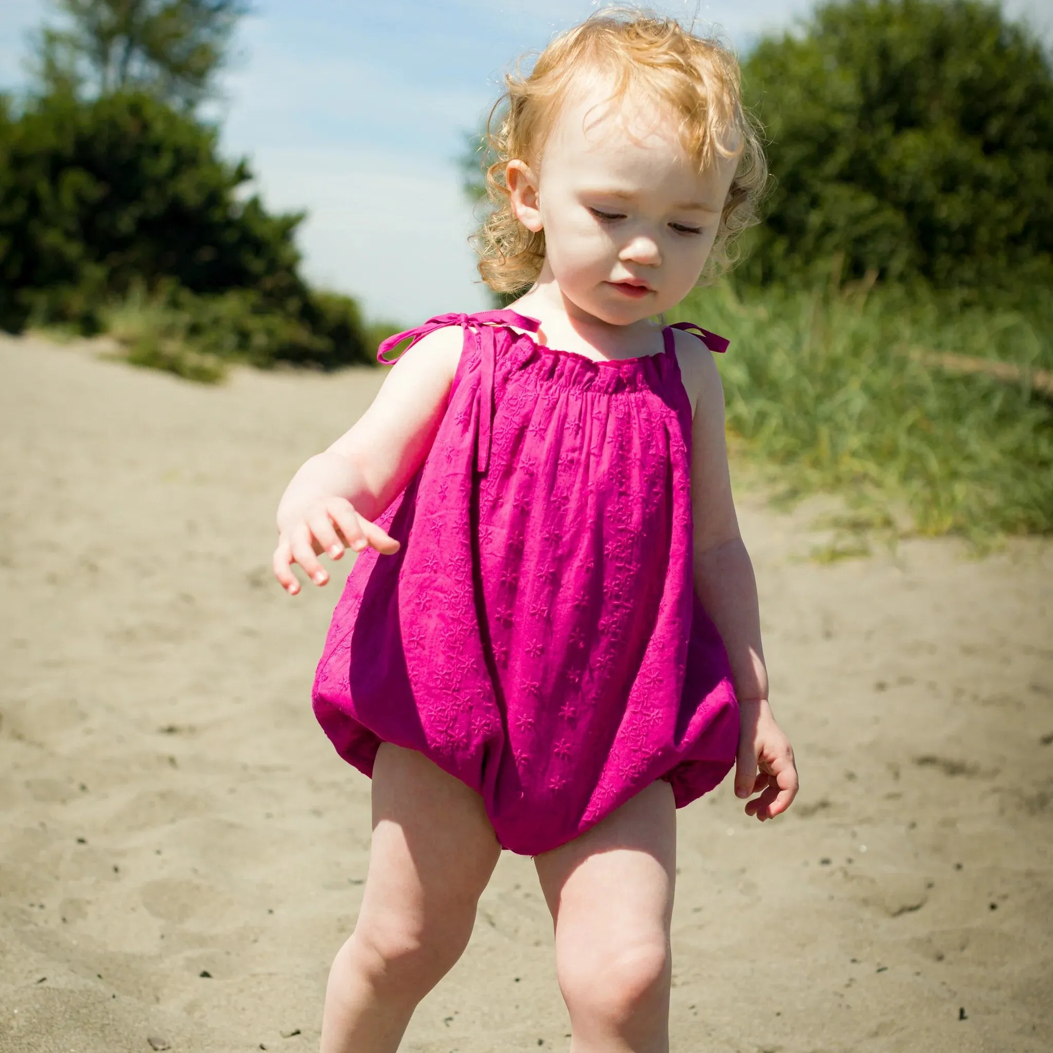 Beet World Strap Romper - Vivacious Pink