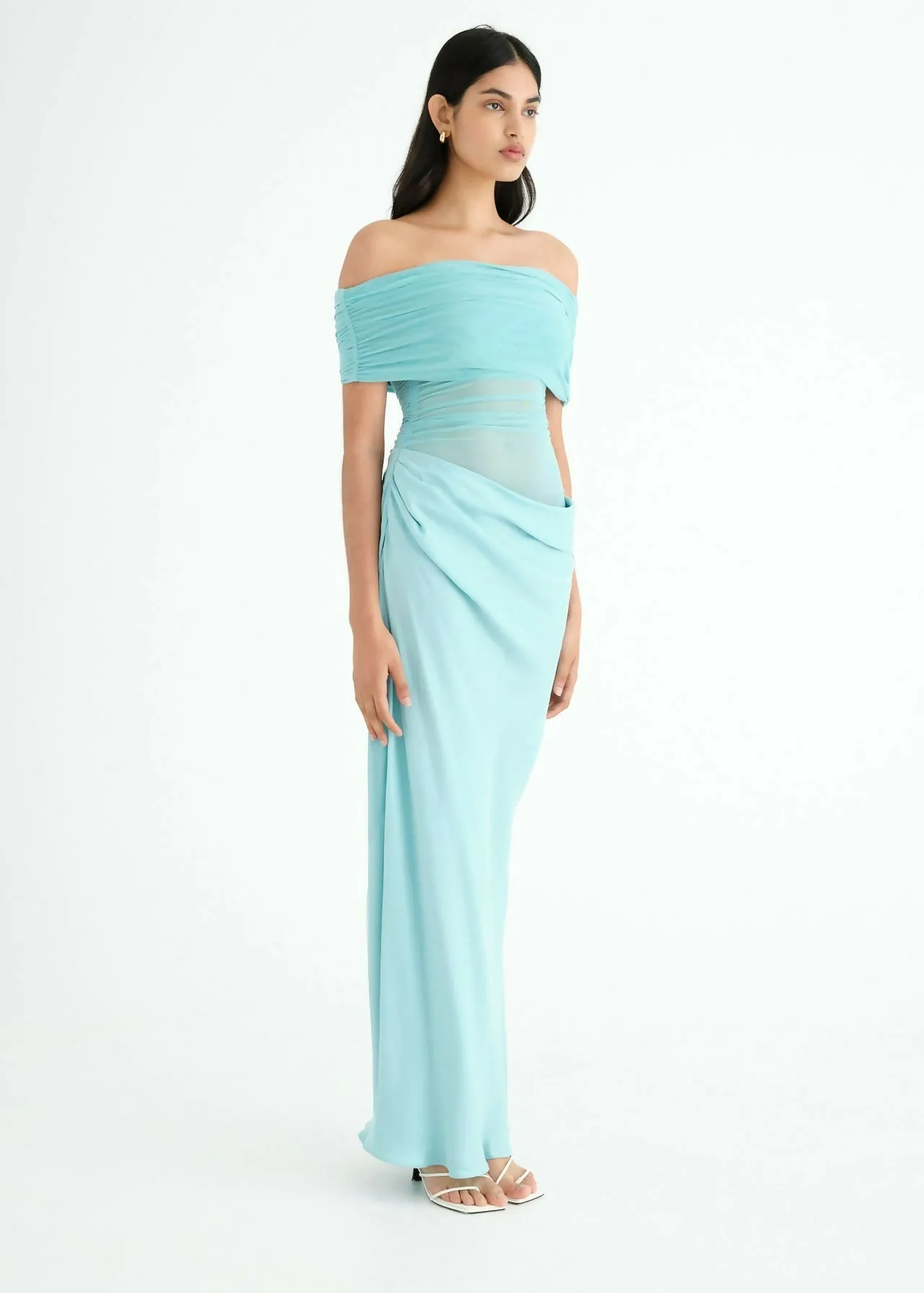 Benni Nico Off Shoulder Maxi Dress in Aquamarine