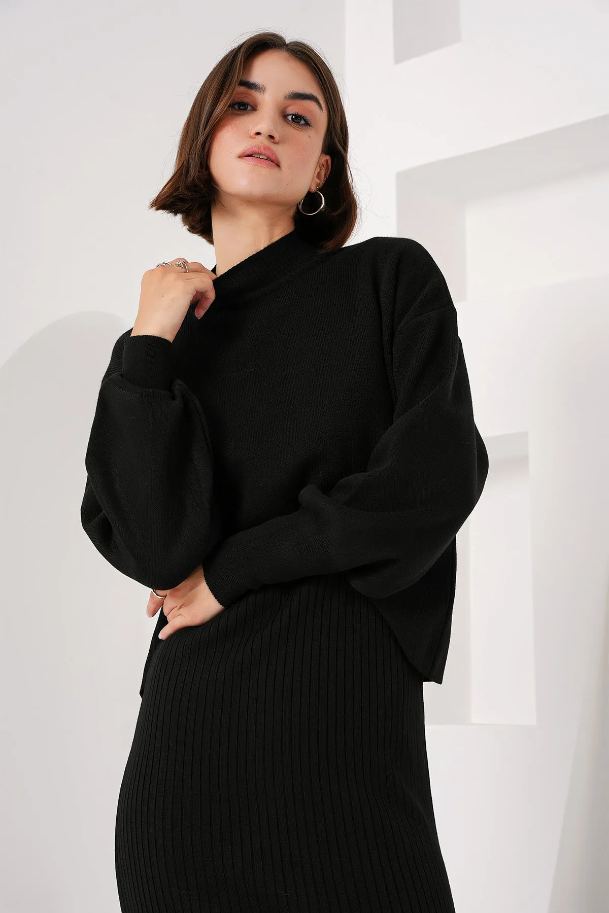 BGD Women Knit Dress Sweater Set - Black - Avondale