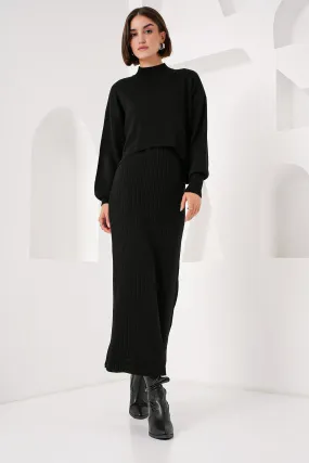BGD Women Knit Dress Sweater Set - Black - Avondale