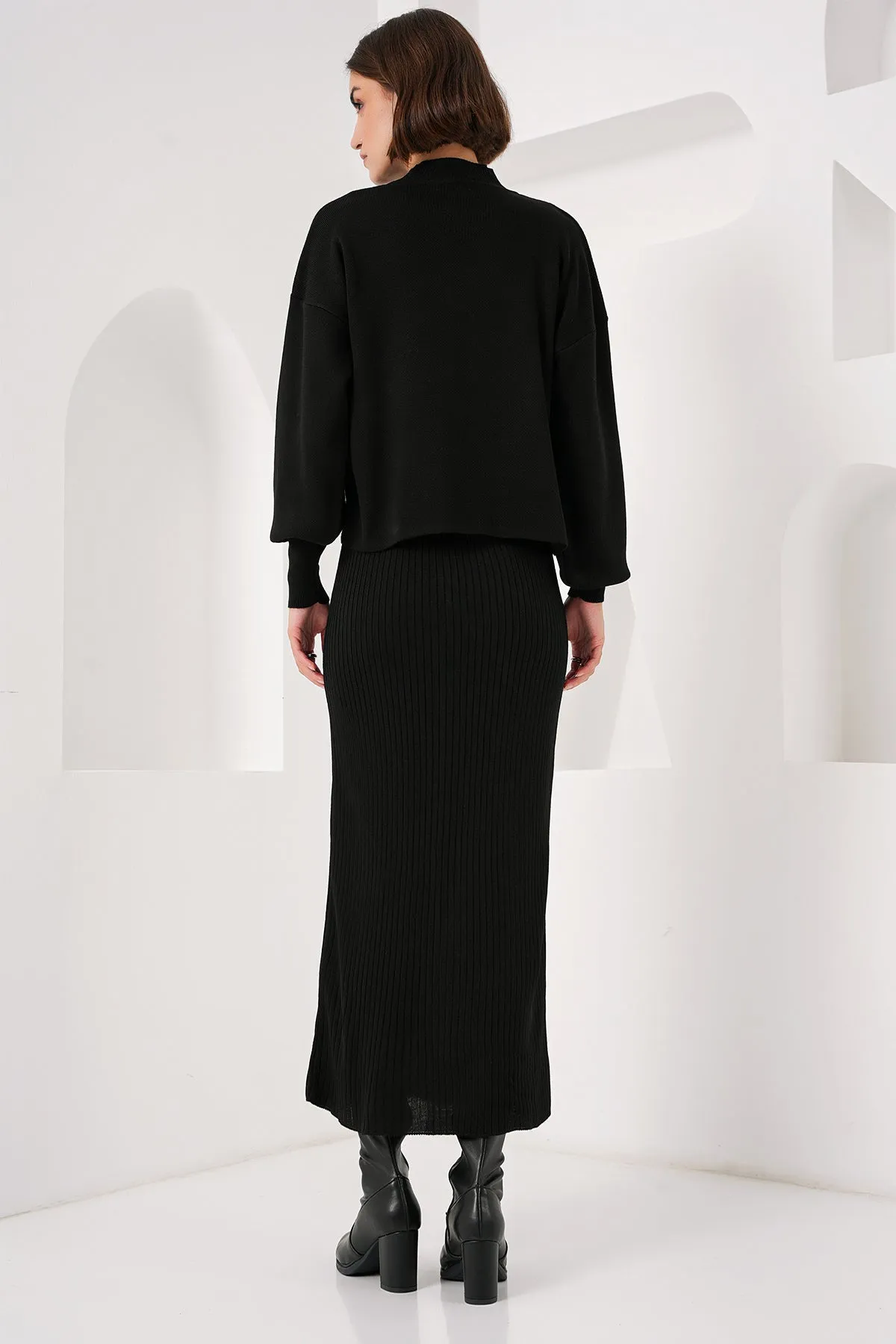 BGD Women Knit Dress Sweater Set - Black - Avondale