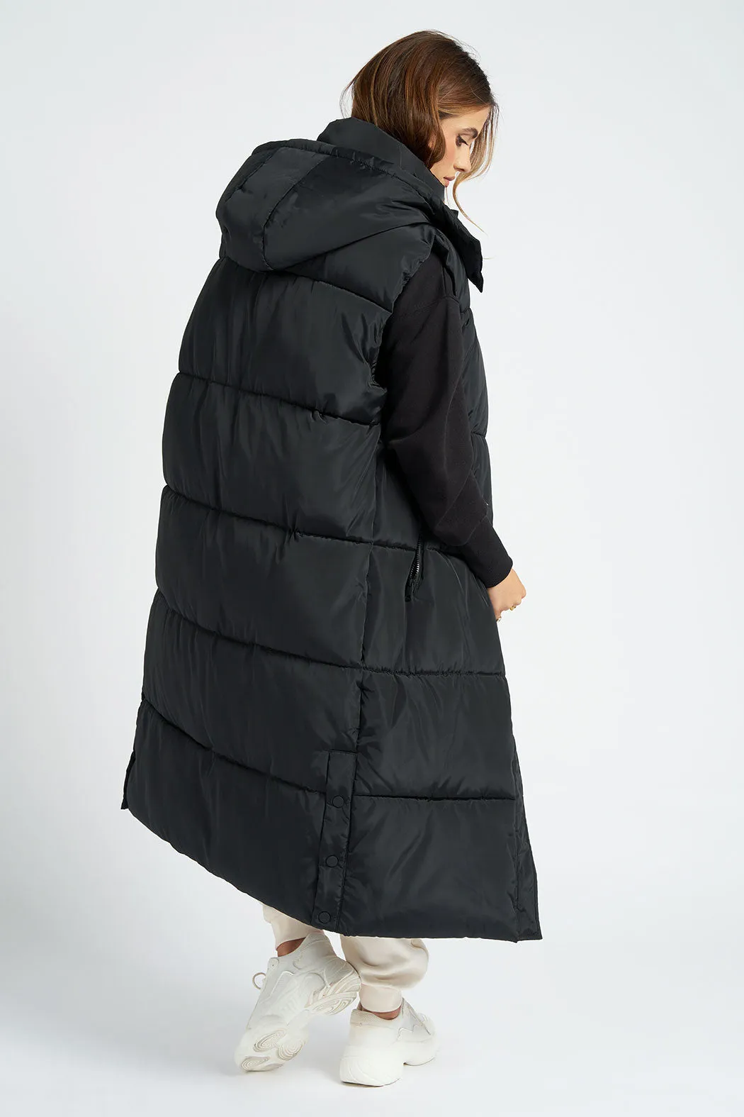 Black Longline Puffer Gilet