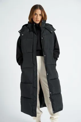 Black Longline Puffer Gilet
