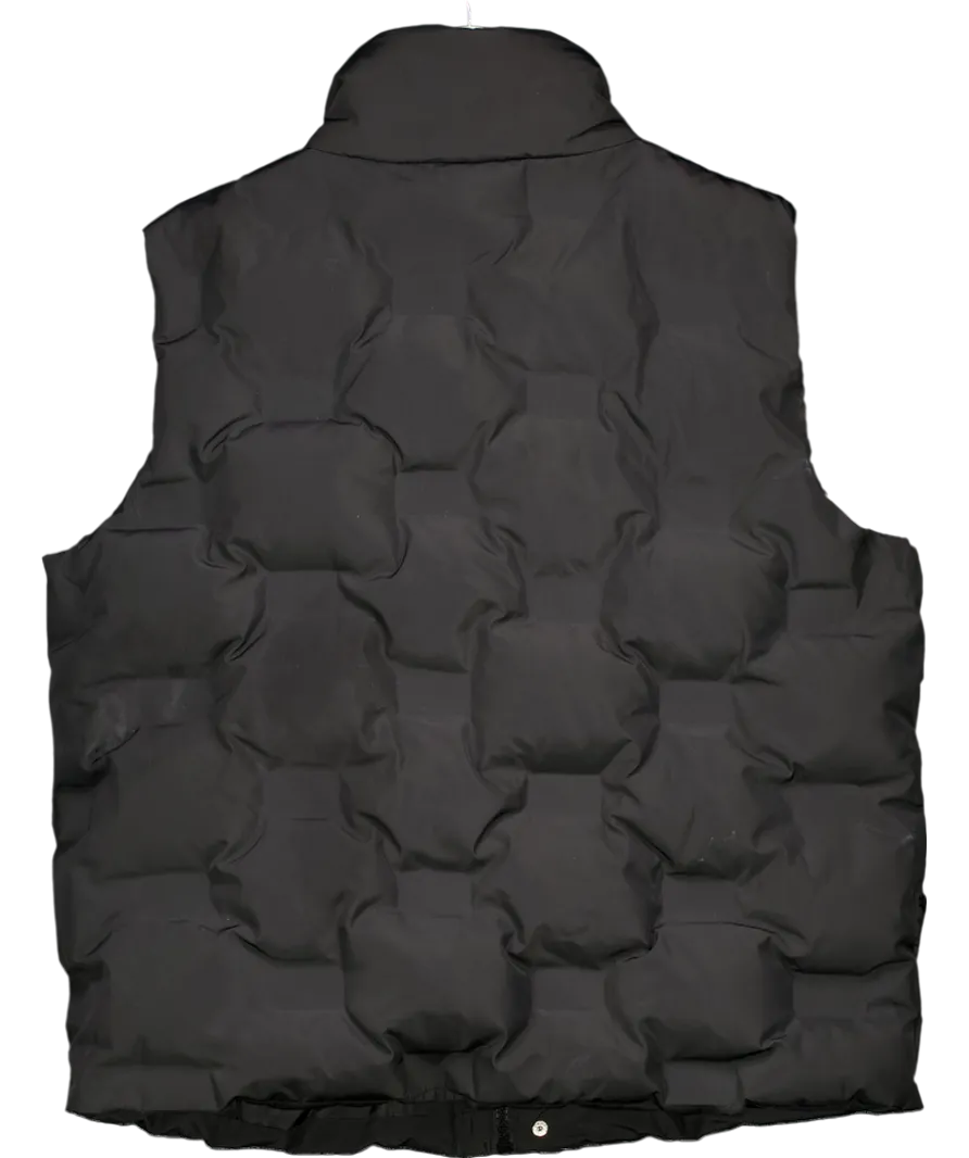 Black Reclaimed Vintage Inspired Sleeveless Puffer Gilet UK M