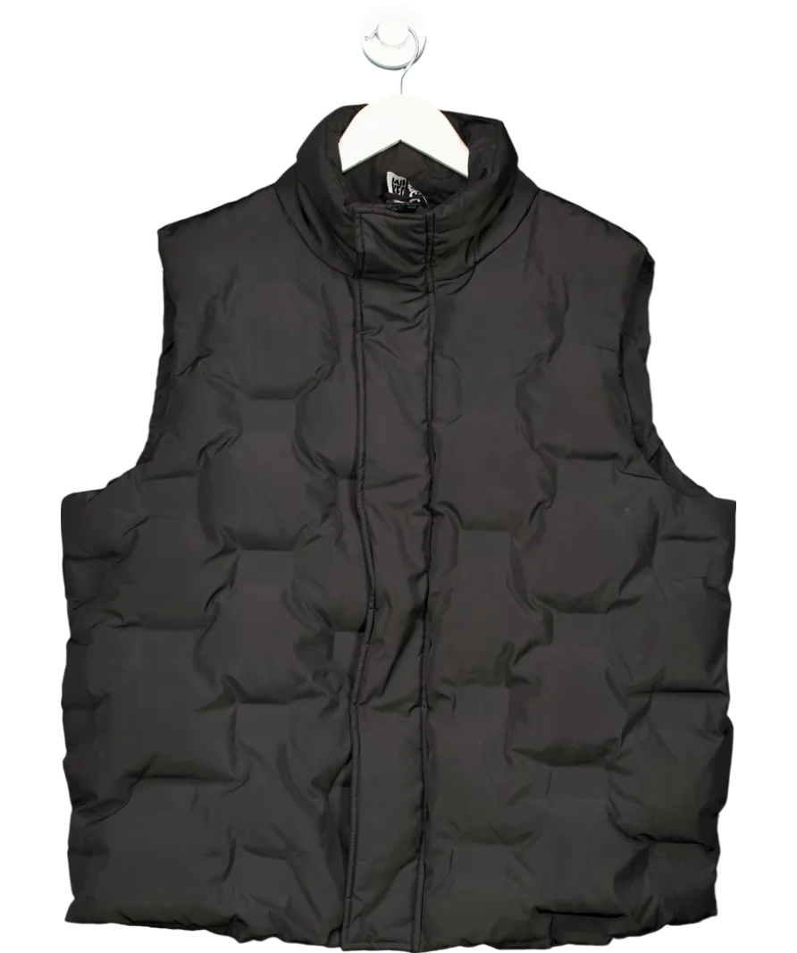Black Reclaimed Vintage Inspired Sleeveless Puffer Gilet UK M