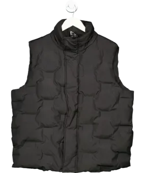 Black Reclaimed Vintage Inspired Sleeveless Puffer Gilet UK M