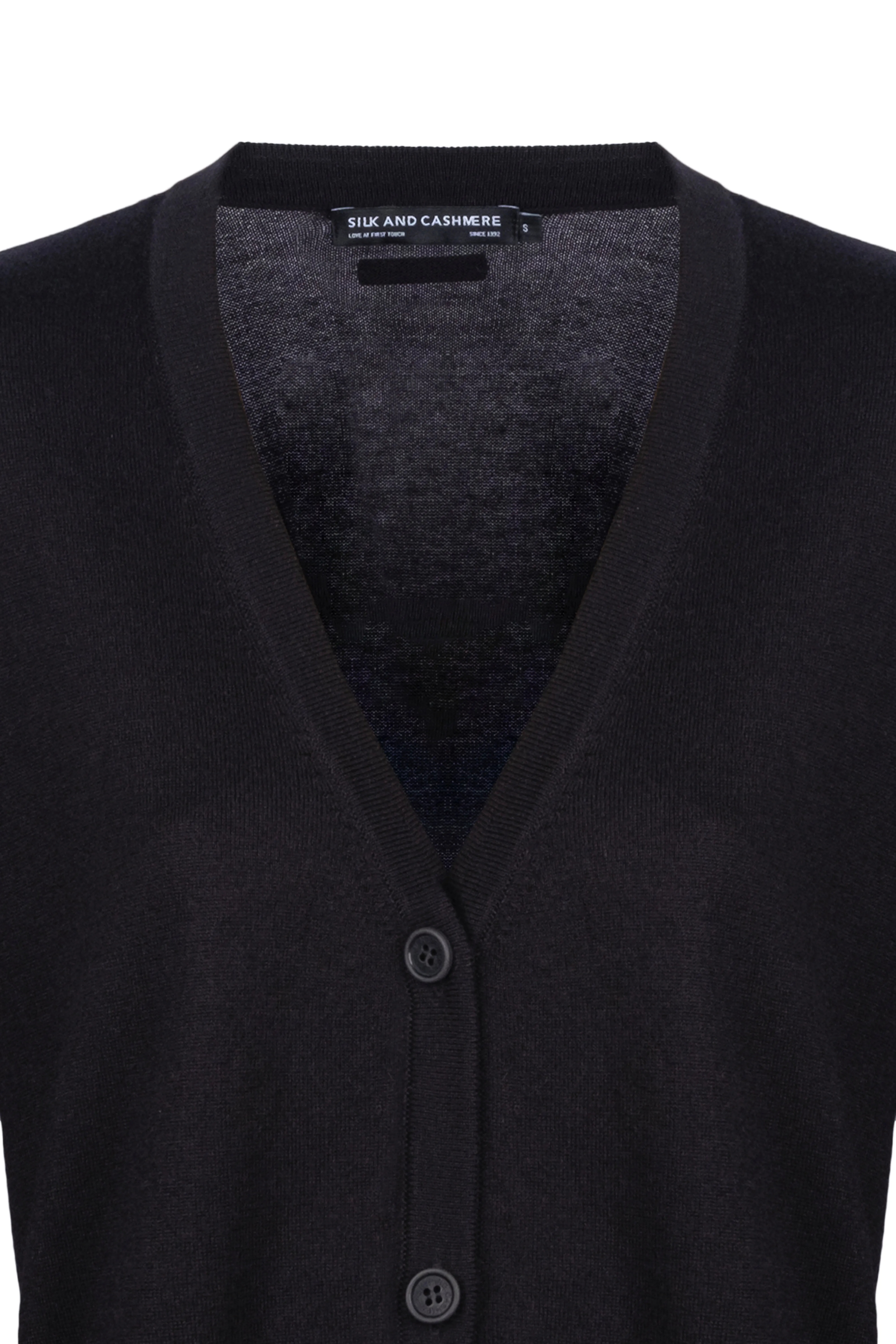Black Zoe Silk Cashmere V Neck Cardigan