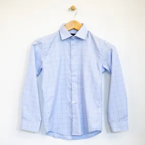 Blue Shirt with Tan Windowpane