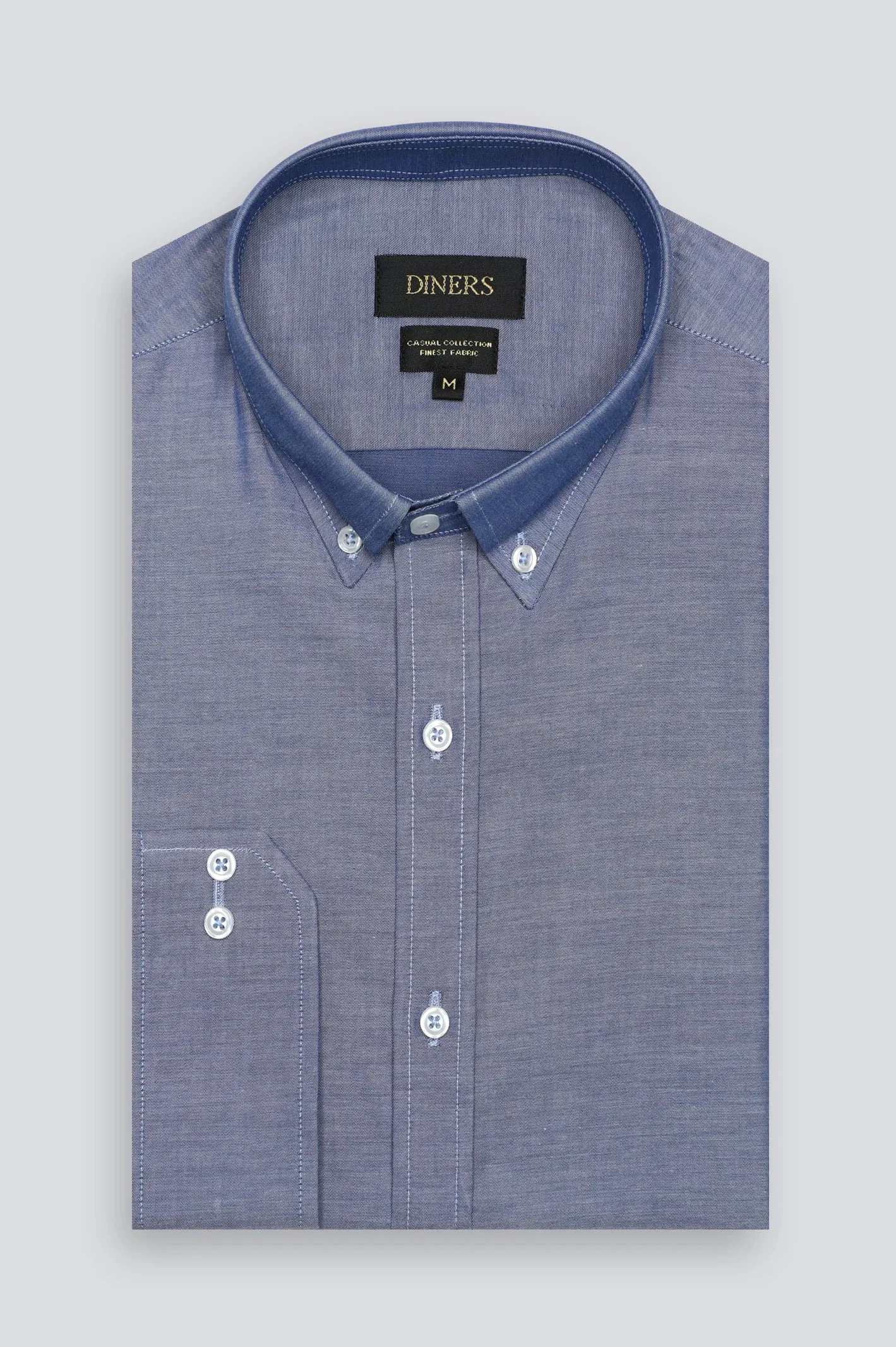 Blue Twill Textured Casual Shirt