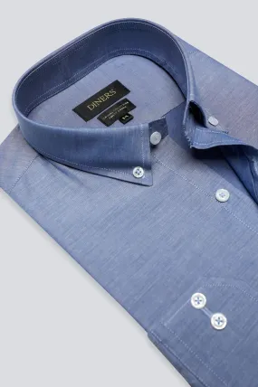 Blue Twill Textured Casual Shirt