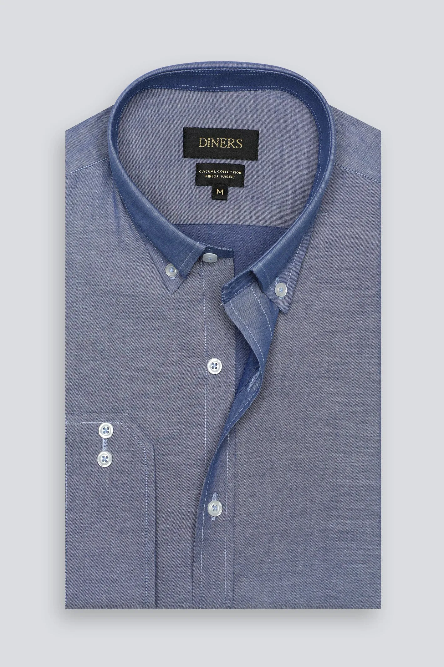 Blue Twill Textured Casual Shirt