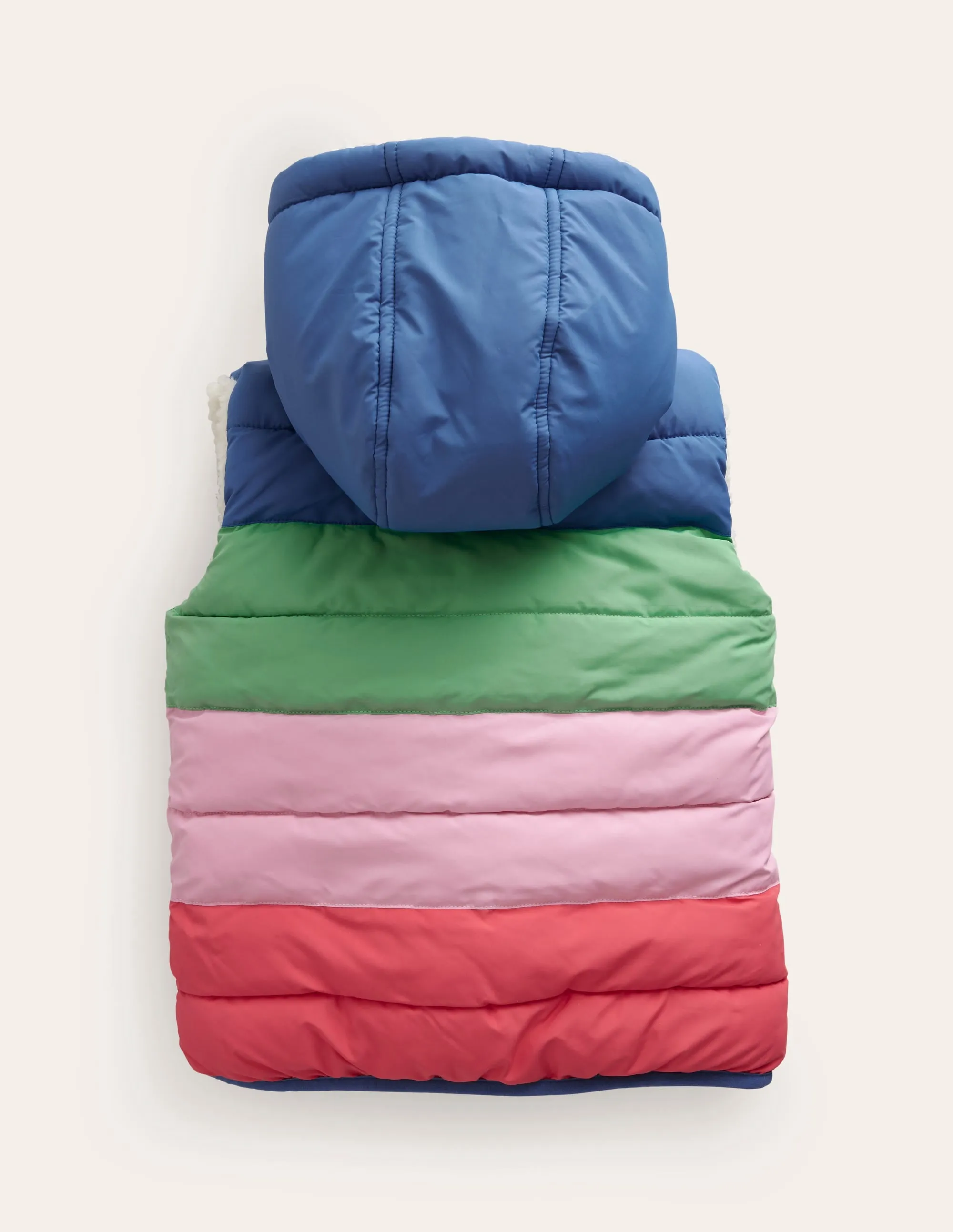Borg Mix Reversible Gilet-Bubblegum Pink Colourblock