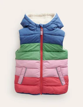 Borg Mix Reversible Gilet-Bubblegum Pink Colourblock