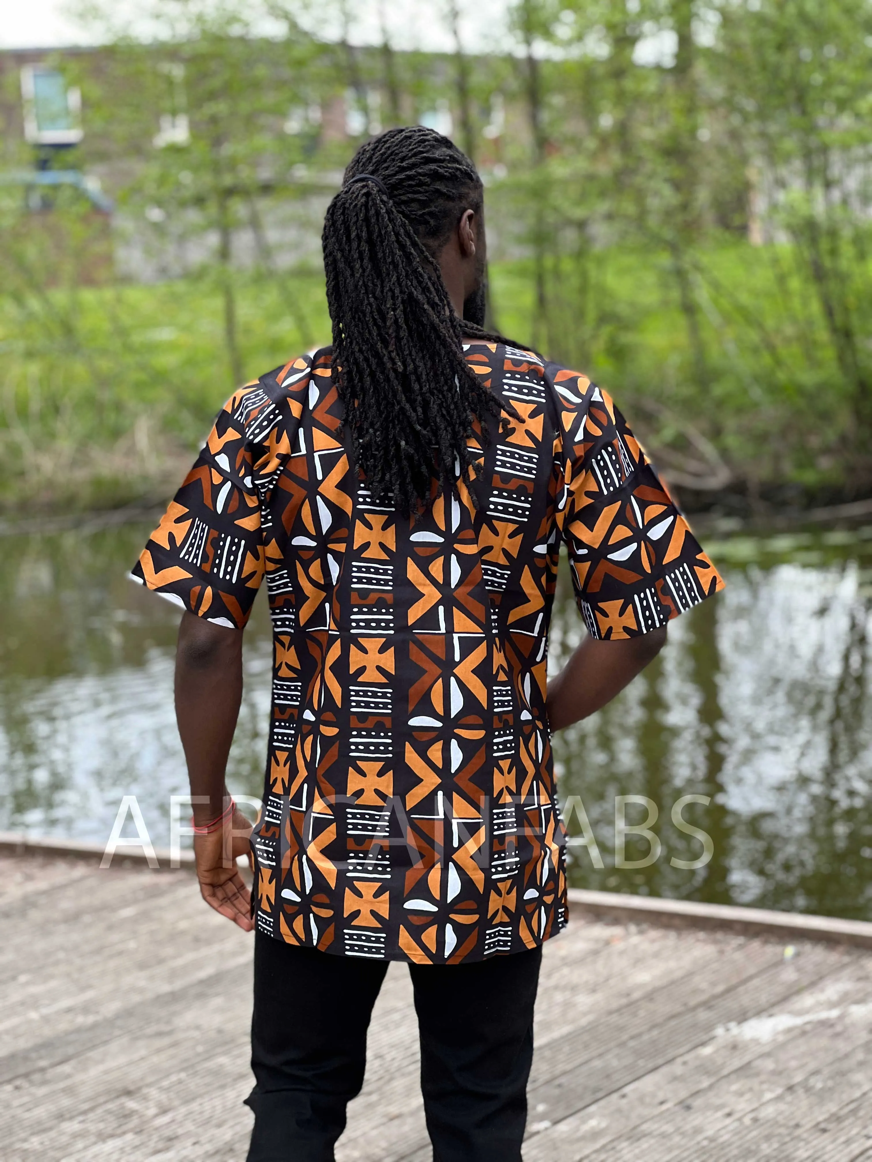 Brown Bogolan Dashiki Shirt / Dashiki Dress - African print top - Unisex
