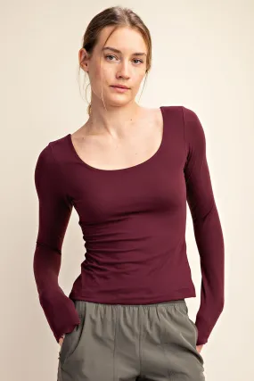 Burgundy Long Sleeve Top