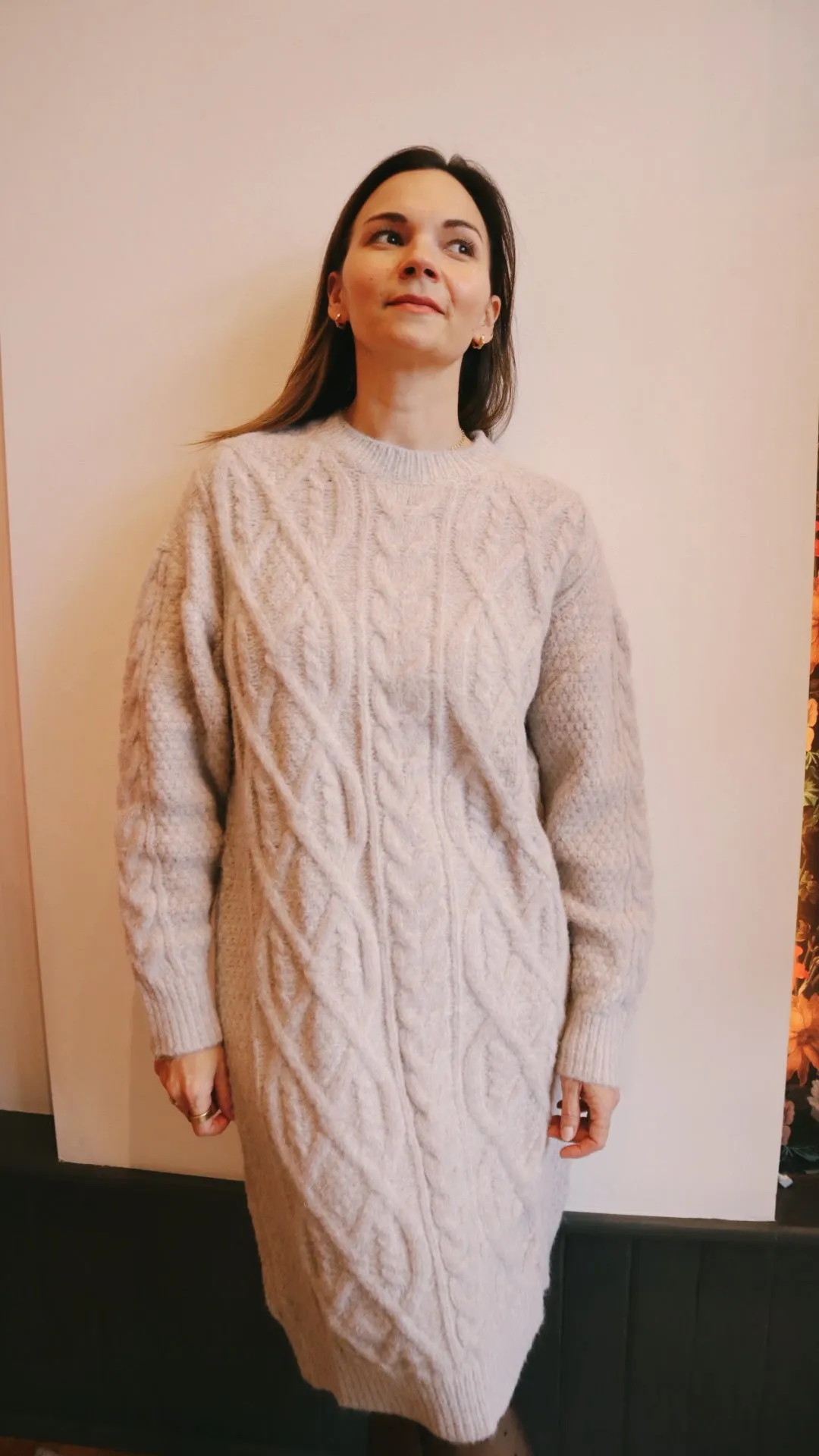 Cable Knit Midi Sweater Dress