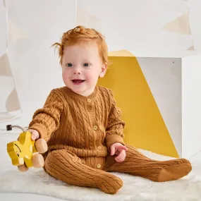 Cable Knit Romper Brown
