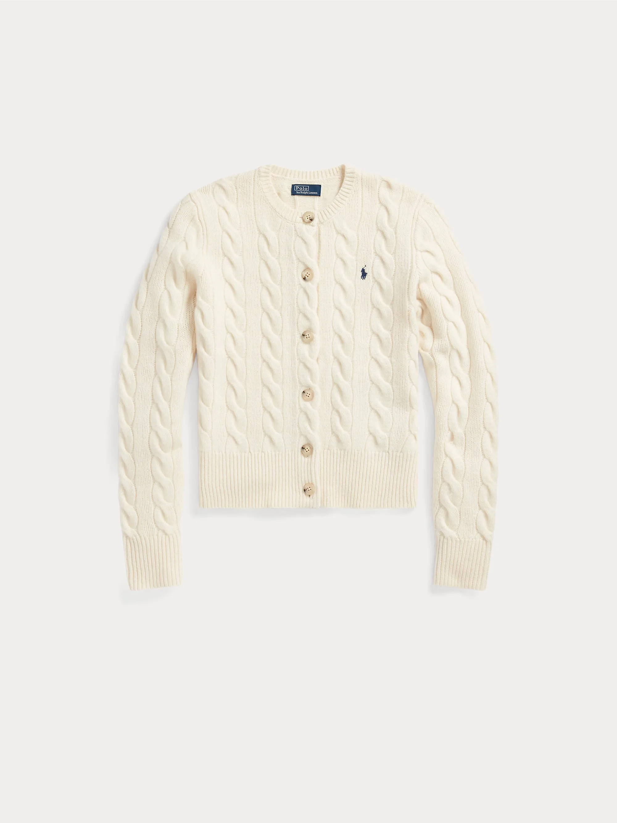Cardigan a Trecce in Misto Cashmere Crema