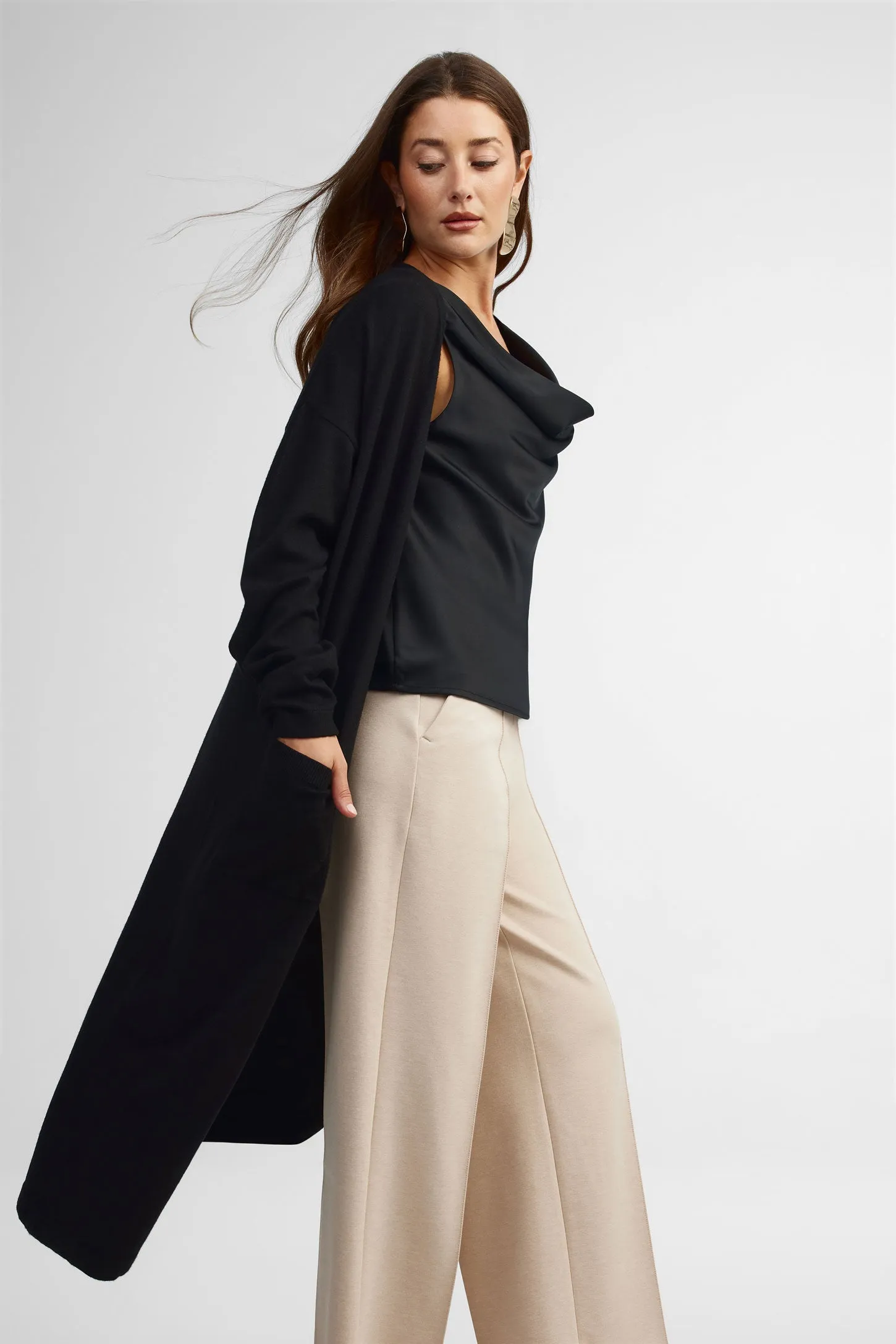 Cardigan long coupe ample - Femme