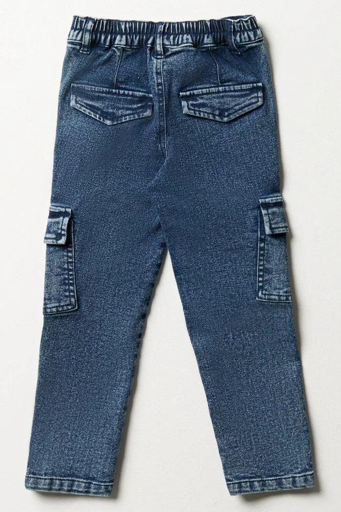 Cargo Slim Leg Denim Jeans Blue