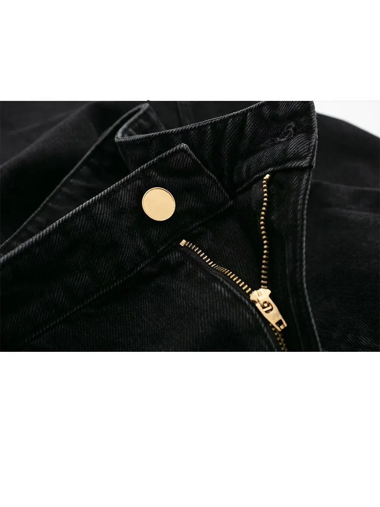 Center Of It All Black Denim Maxi Slit Skirt